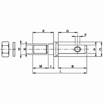 IMPLEMENT MOUNTING PIN ø 28 X M27 X 28-